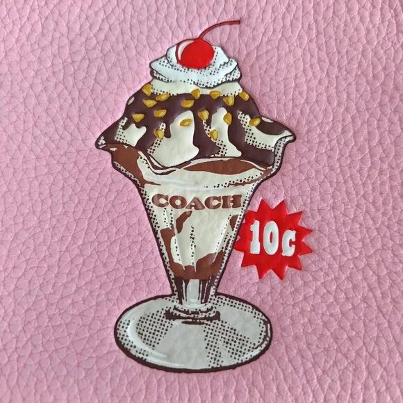 Coach Corner Zip Wristlet With Sundae Graphic CU254 pink ice cream - Picture 4 of 11